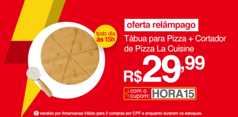 Tábua para Pizza + Cortador La Cuisine | R$30