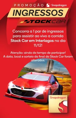 Promoção Snap Prêmios - Concorra a ingressos para a Stock Car