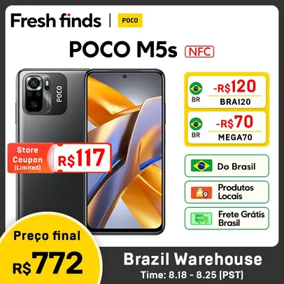 [No Brasil / Gpay] Poco m5s, Smartphone Poco M5S 256GB / 8GB