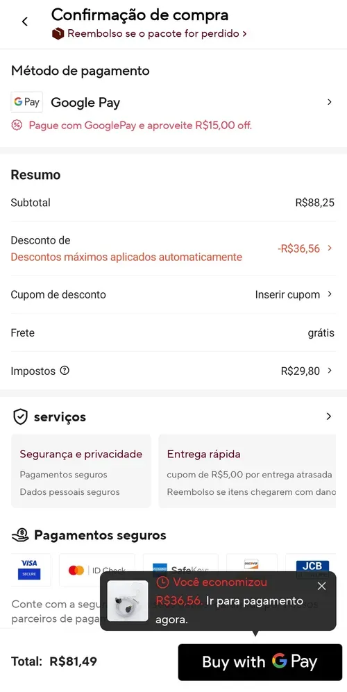 Imagem na descrição da promoção