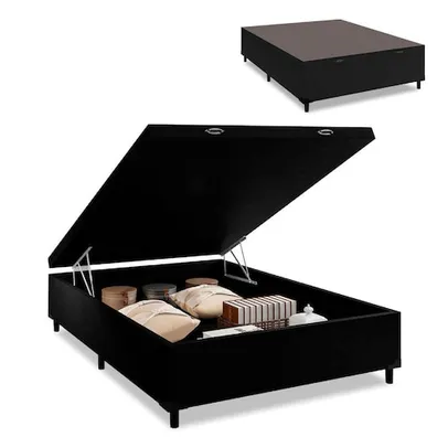 Cama Box com Baú Casal com 41cm de Altura Prince Preto