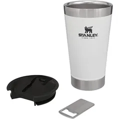 Copo Stanley Com Tampa Cerveja Branco Polar Aço Inox 473Ml