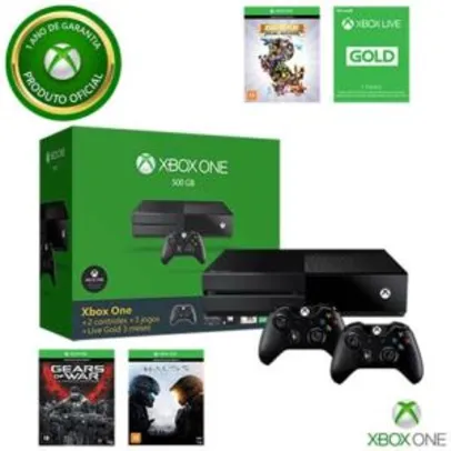 Console Xbox One Brasil 500GB + 2 Controles + 3 Jogos (Download) + Live Gold