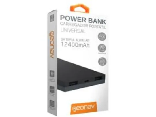 [APP Magazine Luiza] Carregador Portátil Universal 12400mAh USB Geonav - Power Bank  - R$80