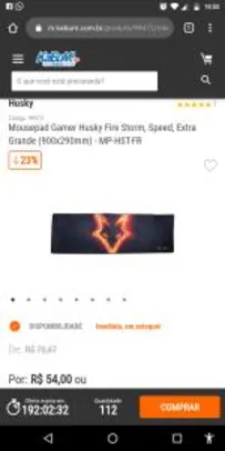 Mousepad Gamer Husky Fire Storm, Speed, Extra Grande (900x290mm) R$46