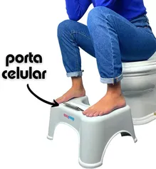 Banquinho de Vaso Sanitário Apoio de Pés Para Cócoras EASYPOOP, Suporte de Celular Exclusivo, Pés Antiderrapantes, Original