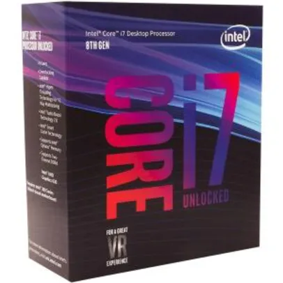 Processador Intel Core i7-8700K Coffee Lake, Cache 12MB, 3.7GHz (4.7GHz Max Turbo), LGA 1151 - R$1300