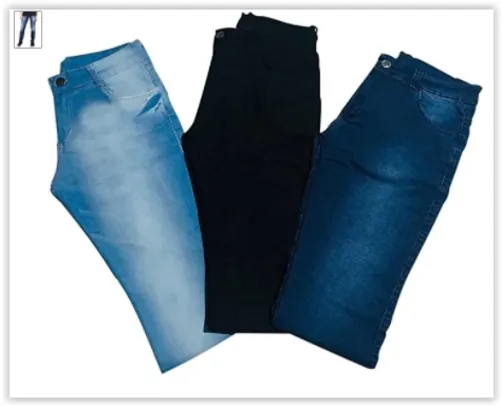 Kit 3 Calça Jeans Masculina Original 100% Jeans | R$ 139