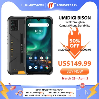 Smartphone Umidigi Bison IP68 6GB+128GB NFC | R$834
