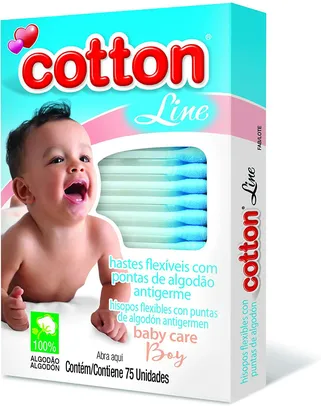 (Prime) Hastes Flexíveis Cartucho Com Visor Baby Care Boy Com75 Unid., Cotton Line | R$1,24