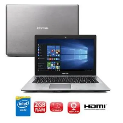 Notebook Positivo Dual Core 2GB 32GB SSD Tela 14” - R$999