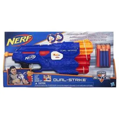 Saindo por R$ 97: [Prime] Lança Dardo Nerf Elite Dual Strike Hasbro Azul | R$97 | Pelando