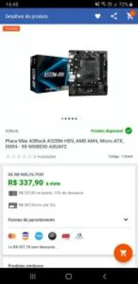 Placa Mãe ASRock A520M-HDV, AMD AM4, Micro ATX, DDR4 - R$321