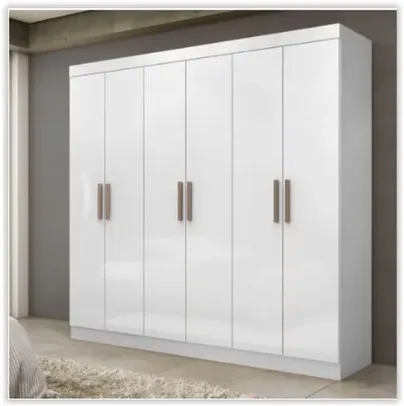 Guarda-Roupa Casal 6 Portas 2 Gavetas Paris Espresso Móveis Branco Espresso Móveis