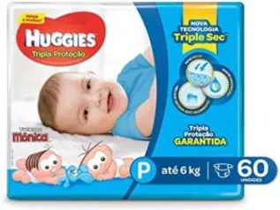 [0,42 a tira] Huggies Fralda Tripla Proteção Mega P, 60 Fraldas