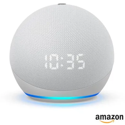 Assistente de Voz Amazon Smart Speaker Echo Dot 4º geração Branca com Alexa, controle inteligente po