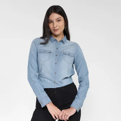 Camisa Jeans Manga Longa Aishty Core Feminina