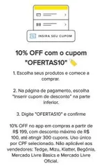 10% OFF nas compras acima de R$ 199