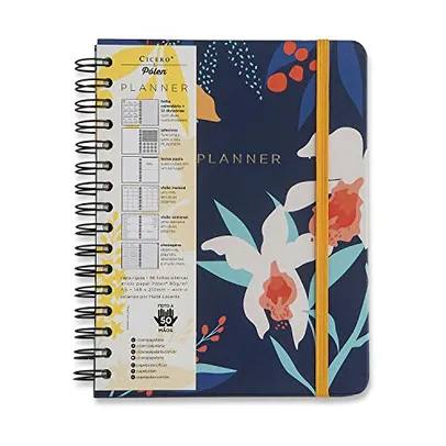 Planner Wire-o Pólen, Cicero, Azul Marinho, Mensal e Semanal, 96 Folhas, Papel Pólen 80g/m², Tamanho A5 (Grande)