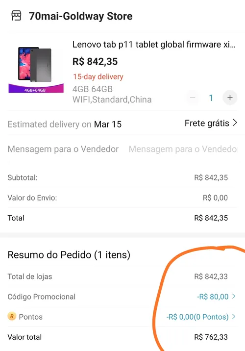 Imagem na descrição da promoção