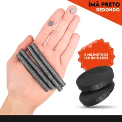 [BR | Moedas] Imãs Redondos 8mm Preto - Pacote com 100 Unidades