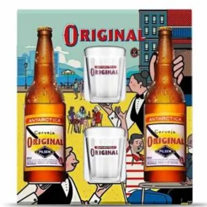 Kit Cerveja ANTARCTICA Original com 2 Garrafas de 600ml + 2 Copos R$11