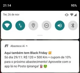 Abastece AÍ - Somente dia 29/11 - R$120+500km = cupom 10%