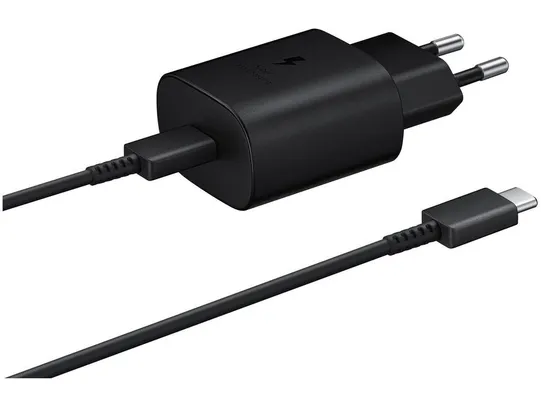 Carregador de Viagem Carga Rápida Entrada USB-C - com Cabo USB-C 1m Samsung EP-TA800XBPGBR Original