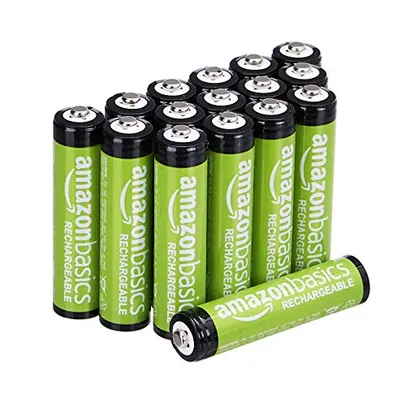 Amazon Basics Pacote com 16 pilhas AAA 800 mAh recarregáveis