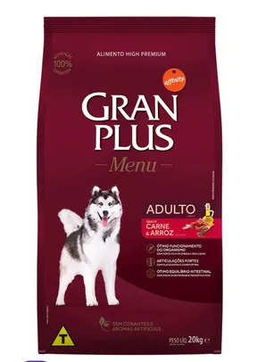 20kg Ração GranPlus Menu Carne e Arroz para Cães Adultos