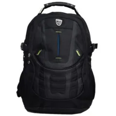 [Clube do Ricardo] Mochila em Poliéster YS01044 Compartimento para Notebook até 15, Bolsos Laterais e Frontal, Puxador Resistente com Cabo de Aço, Preta - Yins Brasil - por R$70