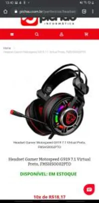 Headset Gamer Motospeed G919 7.1 Virtual Preto - R$159