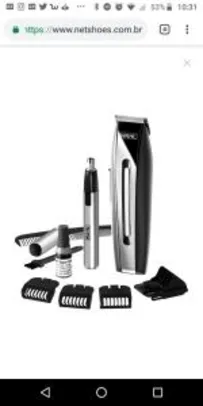 Kit Aparador de Pelos Wahl GroomsMan - Preto e Prata | R$53