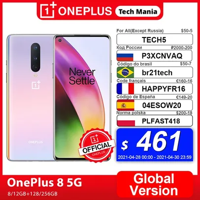 Smartphone Oneplus 8 5G - 8gb 128gb Versão Global | R$2.810