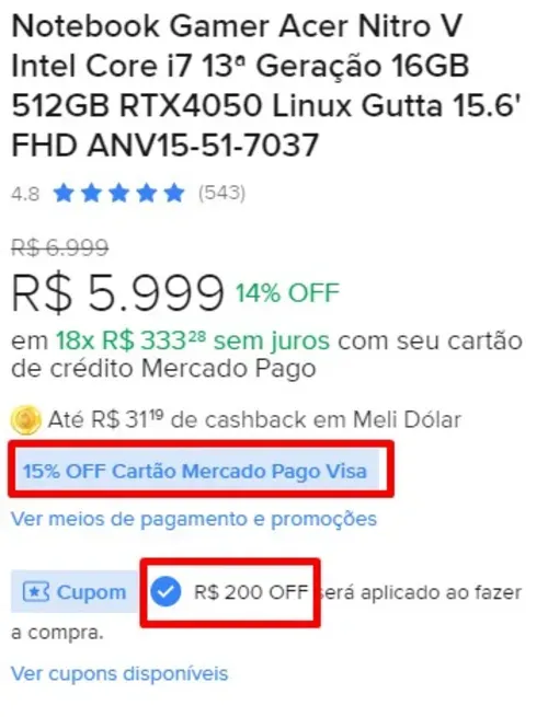 Imagem na descrição da promoção