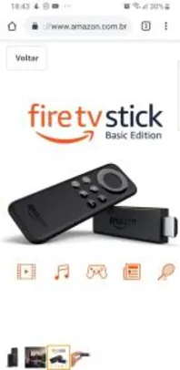 Fire TV Stick | Basic Edition - R$239 (ou R$169 com Vai de Visa)