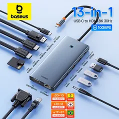 [IMPOSTO INCLUSO] Baseus HUB 4 em 1, 3 Portas USB + 1 RJ45  #Aliexpress🇨🇳