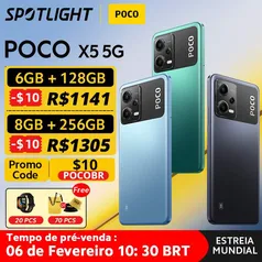 POCO X5 5G Smartphone 6+128GB  Tela 6.67"120Hz AMOLED