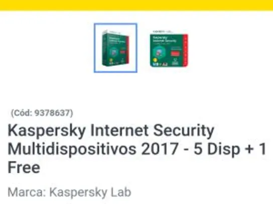 Kaspersky Internet Security Multidispositivos 2017 - 5 Disp + 1 Free | R$40