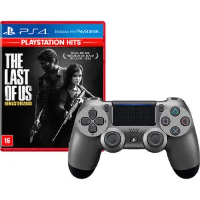 Sony Dualshock 4 (Preto Metálico ou Branco) + Jogo PlayStation Hits selecionados por R$219,99