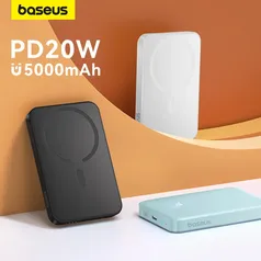 PowerBank Sem fio Magnético Baseus 20W Magsafe 5000mAh para iPhone 12, 13, 14, 15 e demais marcas