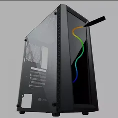 Gabinete Gamer Ninja Eraser, RGB, Mid Tower, Vidro Temperado, Frente Personalizável, ATX, Sem Fonte, Com 1 Fan 