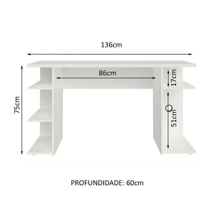 Mesa para Computador Gamer Madesa 9409 - Branco 