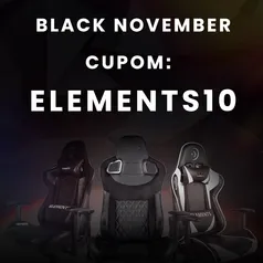 Black Cadeiras Gamer Elements | Cupom aplicando mais desconto