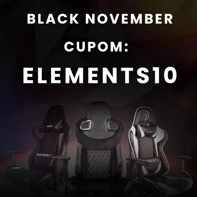 Black Cadeiras Gamer Elements | Cupom aplicando mais desconto