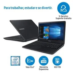 Notebook Samsung Essentials E34 NP300E5L-KF1BR com Intel® Core™ i3-6006U, 4GB, 1TB, HDMI, Wireless, LED Full HD 15.6” e Windows 10 - R$1519