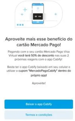 Cabify com 2 viagens com 50% de desconto