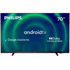 Smart TV 70 UHD 4K Philips 70PUG7406, Android TV, HDR10+, Dolby Vision, Dolby Atmos, Design Bord