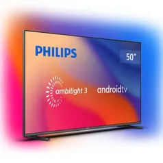 Smart TV Android Philips 50 4K Ambilight 50PUG7907/78 - Comando de Voz Dolby Vision/Atmos VRR/ALLM Bluetooth