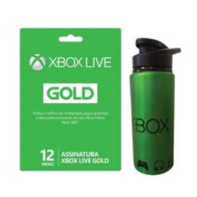 Xbox Live Gold 12 Meses + Squeeze de Metal Microsoft Xbox - R$150